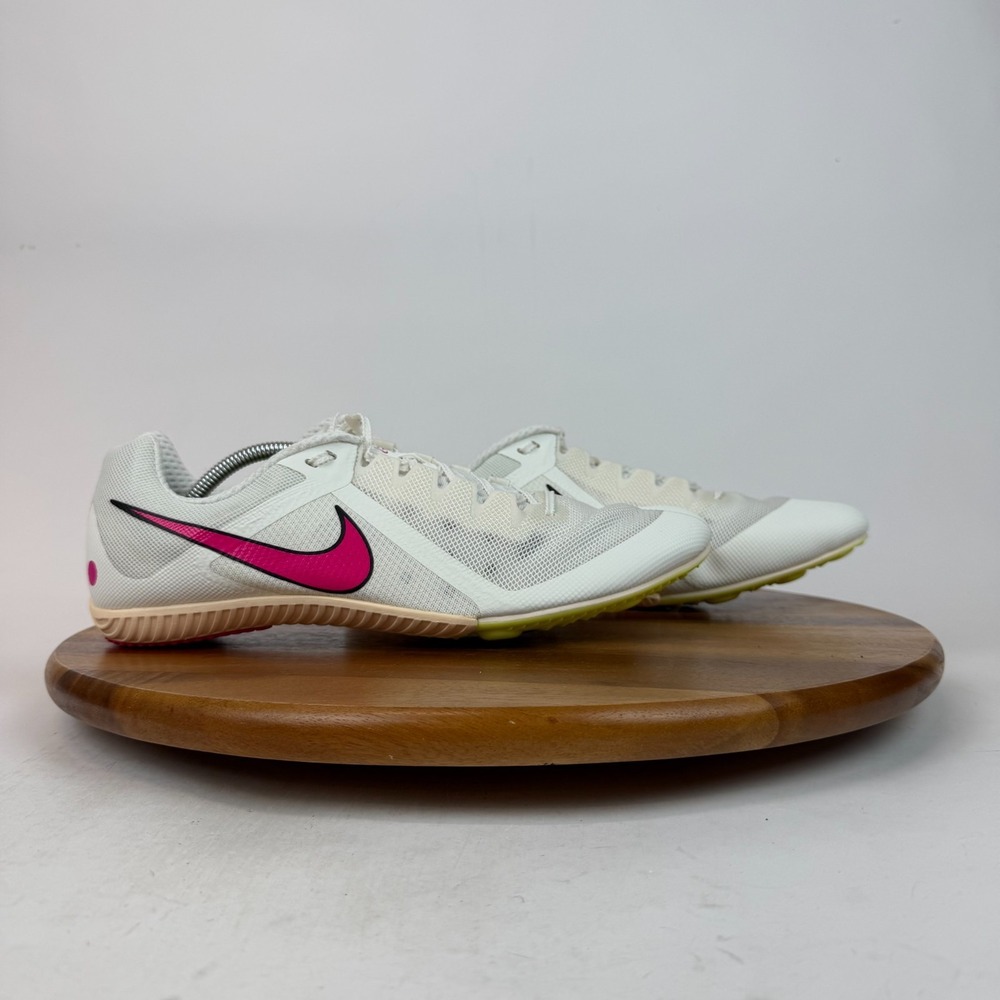 New NWOB Mens Nike Zoom Rival Sprint White Spiked Track Running Shoes Size 14
